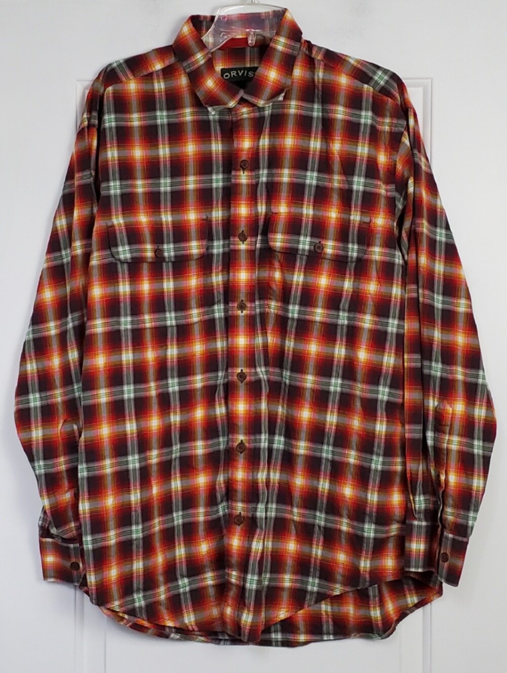 Orvis Mens Game Bird Plaid Check Long Sleeve Shirt Colorful - Size L - EUC